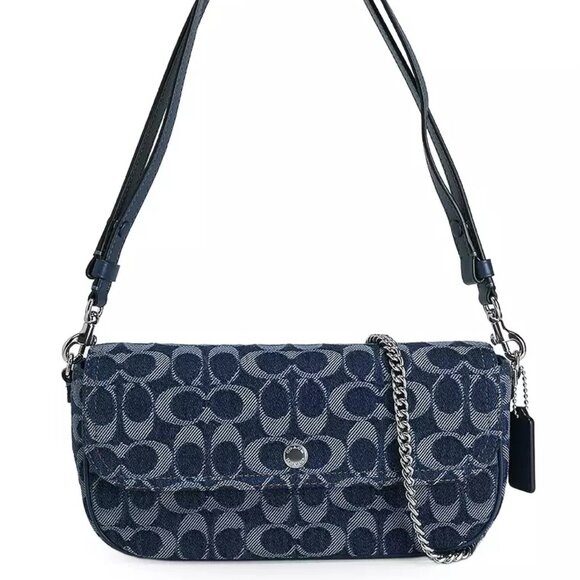 NWT ✅ COACH Brook Flap Chain Bag In Signature Denim #CAT60 ⭐ NWT - Picture 1 of 17
